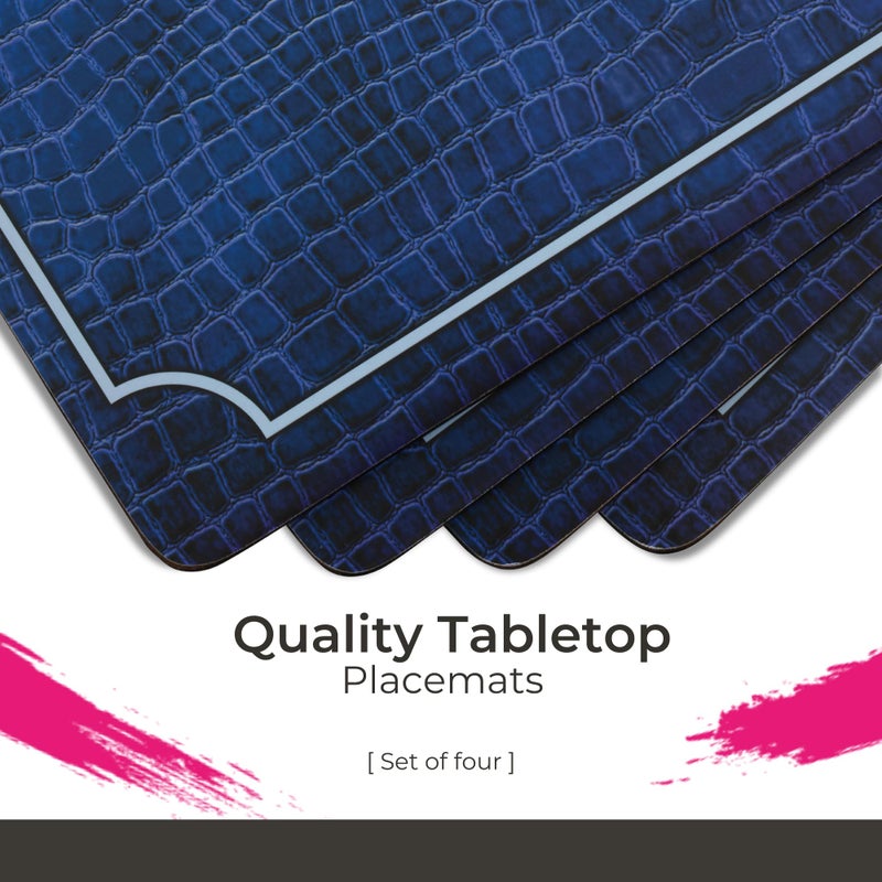 Pimpernel Blue Croc Leather Placemats, Set of 4 â€“ (15.7" x 11.7") Cork-Backed Table Mats with 5mm Padding, Decorative Navy Crocodile Design, Heat & Stain Resistant Dining Accessories - Image 3